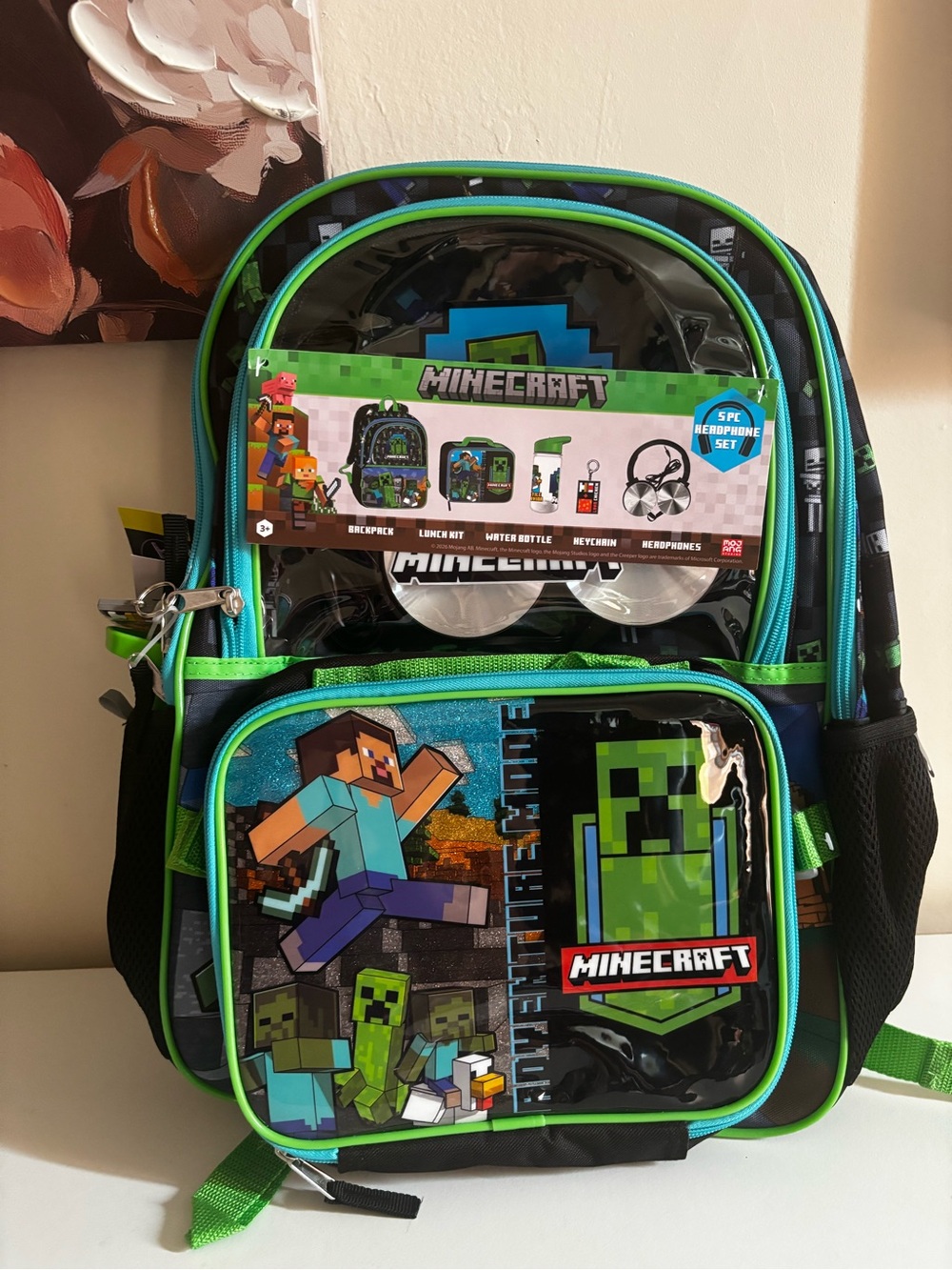Minecraft Kids Backpack in Green and Black